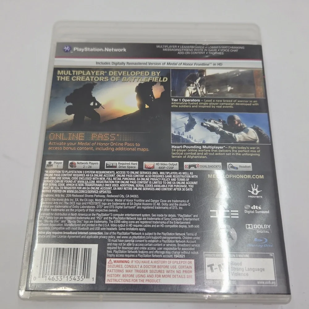 Medal of Honor PS3 PlayStation 3 Game Complete CIB Tested Clean Disc EA DICE